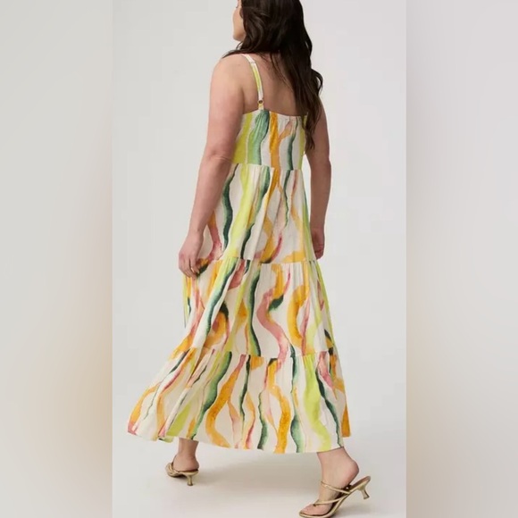 Torrid NWT 2X Plus Size Colourful Wavy Stripe Tiered Maxi Dress Cotton Blend - Picture 4 of 12